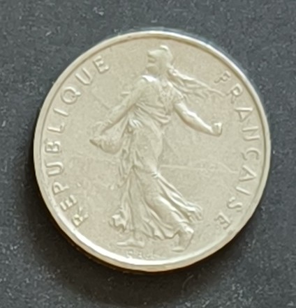1965 France 1/2 Franc coin